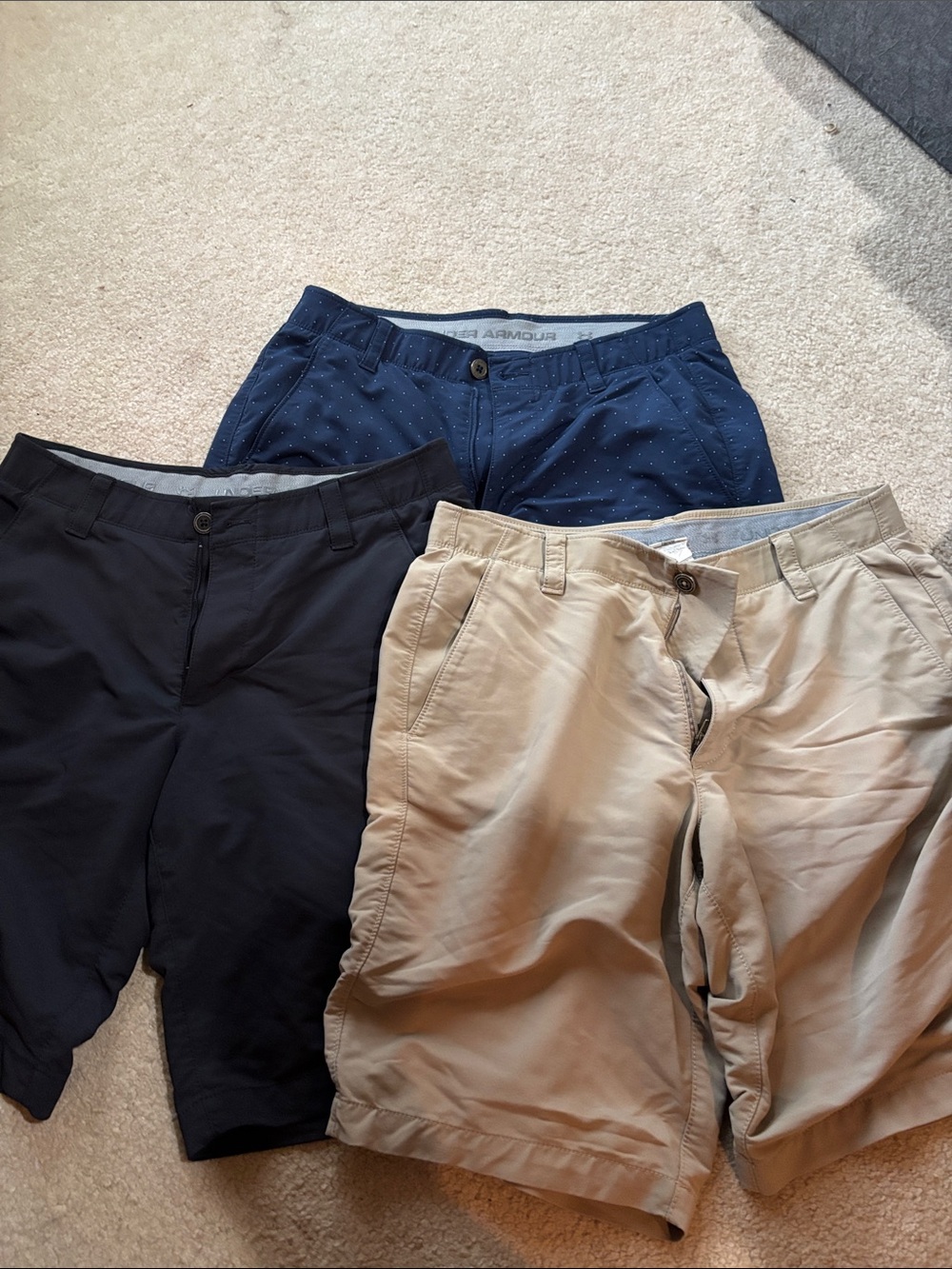 Under Armour Men’s Navy, Black & Tan Chino Shorts Trio